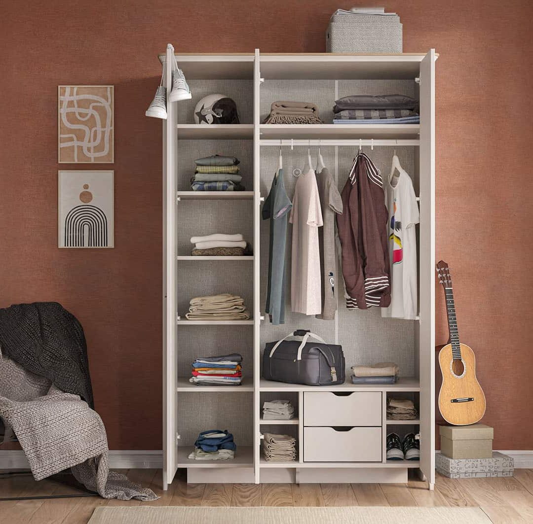 Mugla beige 3-door wardrobe