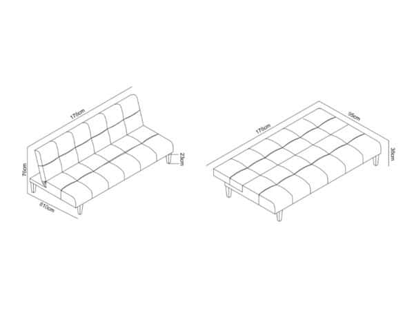Pearl 3 seater sofa bed, gray