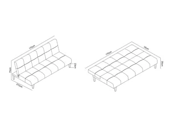 Pearl 3 seater sofa bed, gray